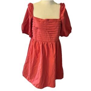 Altar’d State || Puff Sleeve Pintucked Bodice Dress Coral Pink M